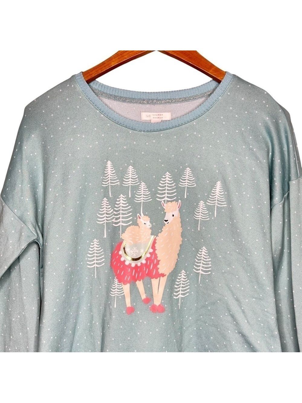 Lauren Conrad Intimates Womens Llama Print Long Sleeve Sleep Top Size Large - Picture 2 of 5